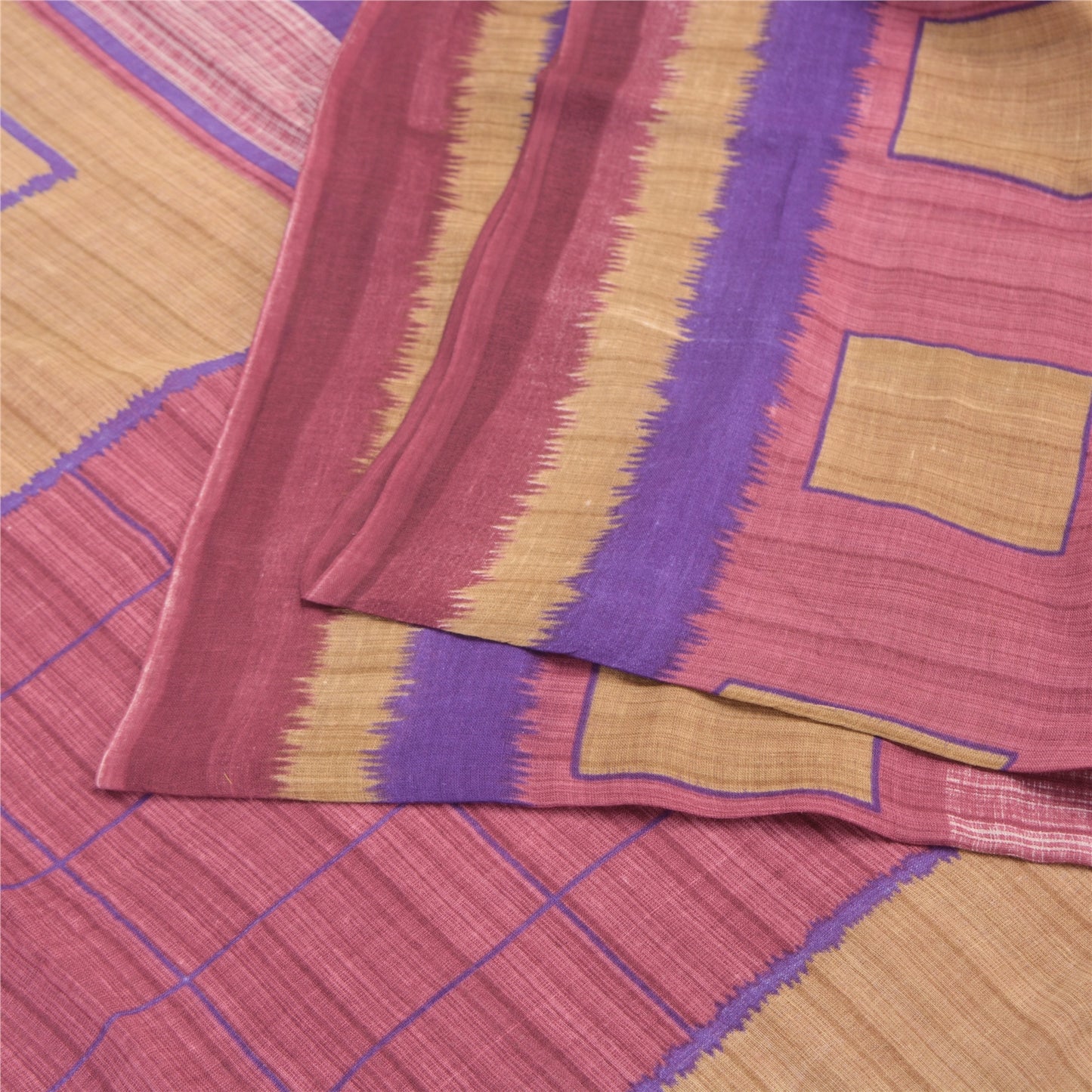 Sanskriti Vintage Sarees Indian Pink 100% Pure Cotton Printed Sari Craft Fabric