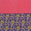 Sanskriti Vintage Sarees Pink/Purple Pure Cotton Printed Sari 5yd Craft Fabric