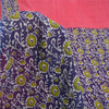 Sanskriti Vintage Sarees Pink/Purple Pure Cotton Printed Sari 5yd Craft Fabric