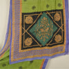 Sanskriti Vintage Sarees Green Pure Cotton Printed Sari 5yd Soft Craft Fabric