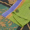 Sanskriti Vintage Sarees Green Pure Cotton Printed Sari 5yd Soft Craft Fabric