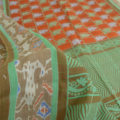 Sanskriti Vintage Sarees Blend Silk Patan Patola Printed Sari 5yd Craft Fabric