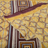 Sanskriti Vintage Sarees Light Yellow Pure Cotton Printed Sari 5yd Craft Fabric