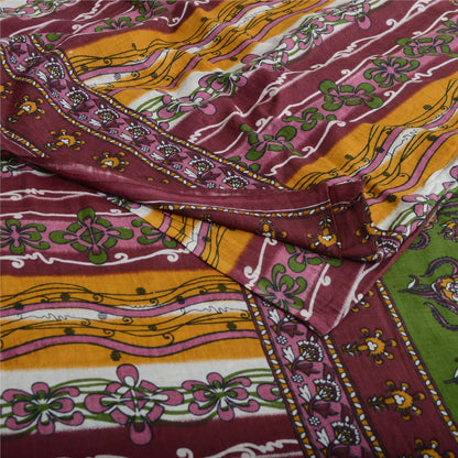 Sanskriti Vintage Sarees Multi Indian Pure Cotton Printed Sari 5yd Craft Fabric