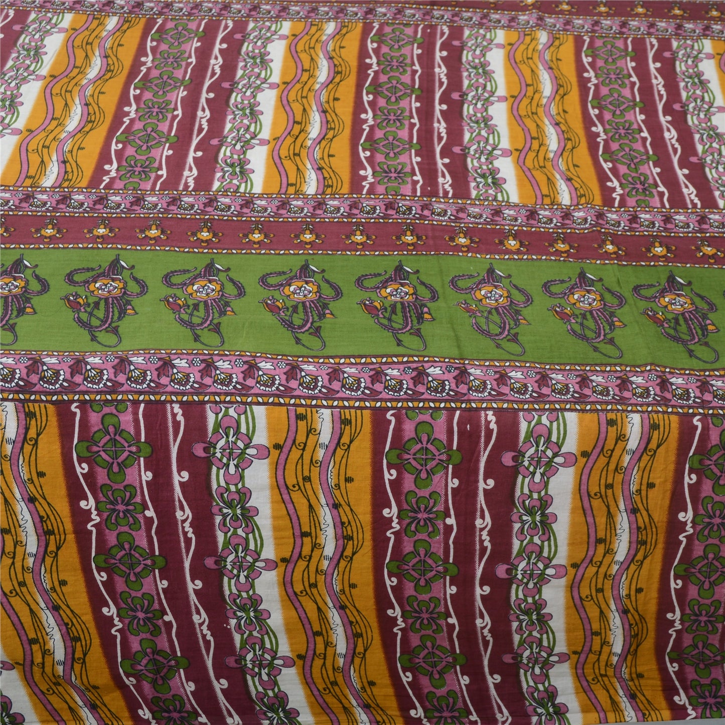 Sanskriti Vintage Sarees Multi Indian Pure Cotton Printed Sari 5yd Craft Fabric