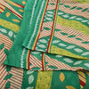 Sanskriti Vintage Sarees Green Indian Pure Cotton Printed Sari 5yd Craft Fabric