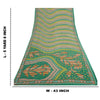 Sanskriti Vintage Sarees Green Indian Pure Cotton Printed Sari 5yd Craft Fabric