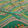 Sanskriti Vintage Sarees Green Indian Pure Cotton Printed Sari 5yd Craft Fabric