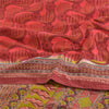 Sanskriti Vintage Sarees From India Red Pure Cotton Printed Sari Craft Fabric