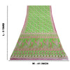 Sanskriti Vintage Sarees Pink/Green Pure Cotton Paisley Printed Sari 5yd Fabric