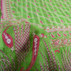 Sanskriti Vintage Sarees Pink/Green Pure Cotton Paisley Printed Sari 5yd Fabric