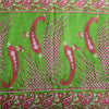 Sanskriti Vintage Sarees Pink/Green Pure Cotton Paisley Printed Sari 5yd Fabric