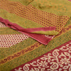 Sanskriti Vintage Sarees Red/Green Pure Cotton Printed Sari 5yd Craft Fabric