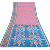 Sanskriti Vintage Sarees Pink/Blue Patan Patola Printed Pure Cotton Sari Fabric