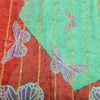 Sanskriti Vintage Sarees Green/Red Pure Cotton Printed Woven Sari Craft Fabric