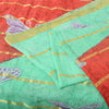 Sanskriti Vintage Sarees Green/Red Pure Cotton Printed Woven Sari Craft Fabric