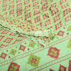 Sanskriti Vintage Sarees Green/Red Pure Cotton Ikat Print Sari 5yd Craft Fabric