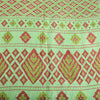 Sanskriti Vintage Sarees Green/Red Pure Cotton Ikat Print Sari 5yd Craft Fabric