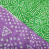 Sanskriti Vintage Sarees Purple/Green Bandhani Print Pure Cotton Sari 5yd Fabric