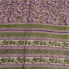 Sanskriti Vintage Sarees Purple/Green Pure Cotton Printed Sari 5yd Craft Fabric