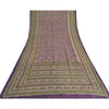 Sanskriti Vintage Sarees Purple/Green Pure Cotton Printed Sari 5yd Craft Fabric