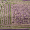 Sanskriti Vintage Sarees Purple/Green Pure Cotton Printed Sari 5yd Craft Fabric