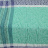 Sanskriti Vintage Sarees Sea-Green Pure Cotton Bird Print Sari 5yd Craft Fabric