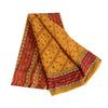 Sanskriti Vintage Sarees Yellow/Red Pure Cotton Printed Woven Sari Craft Fabric