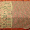 Sanskriti Vintage Sarees Cream Pure Cotton Block Printed Sari 5yd Craft Fabric