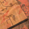 Sanskriti Vintage Sarees Peach Kota Woven Bird Printed Cotton Silk Sari Fabric