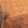 Sanskriti Vintage Sarees Peach Kota Woven Bird Printed Cotton Silk Sari Fabric