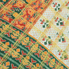 Sanskriti Vintage Sarees Ivory/Green Patan Patola Print Pure Cotton Sari Fabric