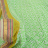 Sanskriti Vintage Sarees Green Woven Border Pure Cotton Print Sari Craft Fabric