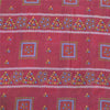 Sanskriti Vintage Sarees Green/Pink Bandhani Pure Cotton Printed Sari 5yd Fabric