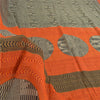 Sanskriti Vintage Sarees Black/Orange Pure Cotton Printed Sari 5yd Craft Fabric