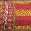 Sanskriti Vintage Sarees Red/Yellow Pure Cotton Printed Sari 5yd Craft Fabric