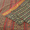 Sanskriti Vintage Sarees Green/Red 100%Pure Cotton Printed Sari 6yd Craft Fabric