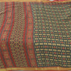 Sanskriti Vintage Sarees Green/Red 100%Pure Cotton Printed Sari 6yd Craft Fabric