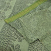 Sanskriti Vintage Sarees Green Hand Block Print Zari WorkPure Cotton Sari Fabric