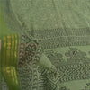 Sanskriti Vintage Sarees Green Hand Block Print Zari WorkPure Cotton Sari Fabric