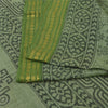 Sanskriti Vintage Sarees Green Hand Block Print Zari WorkPure Cotton Sari Fabric