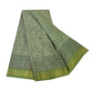 Sanskriti Vintage Sarees Green Hand Block Print Zari WorkPure Cotton Sari Fabric