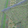 Sanskriti Vintage Sarees Indian Green Pure Cotton Printed Sari 5yd Craft Fabric