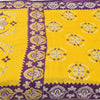 Sanskriti Vintage Sarees Yellow/Purple Pure Cotton Printed Sari 5yd Craft Fabric