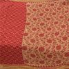 Sanskriti Vintage Sarees Red/Cream Pure Cotton Printed Sari 5yd Craft Fabric