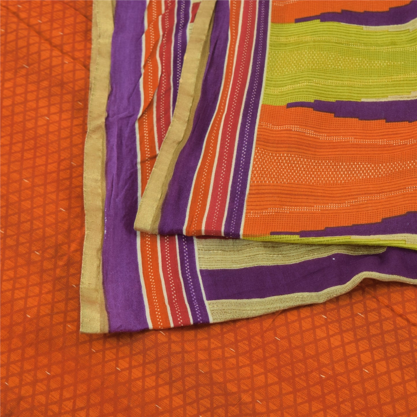 Sanskriti Vintage Sarees Indian Multi Pure Cotton Printed Sari 5yd Craft Fabric