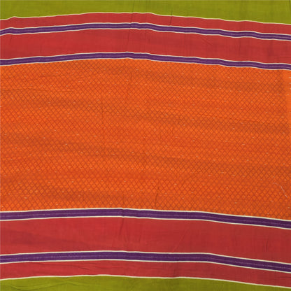 Sanskriti Vintage Sarees Indian Multi Pure Cotton Printed Sari 5yd Craft Fabric