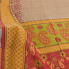 Sanskriti Vintage Sarees Indian Brown Pure Cotton Printed Sari 5yd Craft Fabric