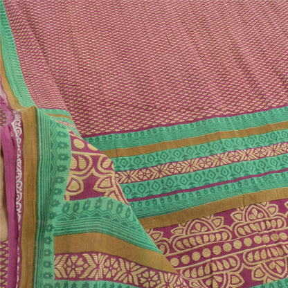 Sanskriti Vintage Sarees Indian Purple Pure Cotton Printed Sari 5yd Craft Fabric