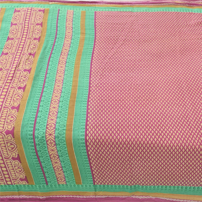 Sanskriti Vintage Sarees Indian Purple Pure Cotton Printed Sari 5yd Craft Fabric